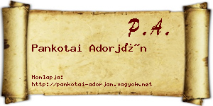 Pankotai Adorján névjegykártya